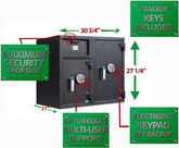 T869 Dual Safe Depository Drop Safe & Lock Box, Electronic Multi-User Keypad Combination Lock